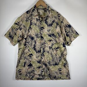 Tori Richard Shirt Mens Medium Blue Green Floral Hawaiian Cotton Button Up Aloha